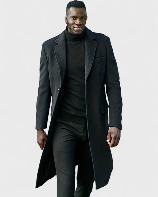 Alain | Manteau long à revers en laine mélangée