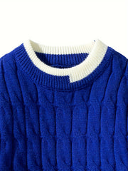 Victor | Pull Torsadé à Col Rond avec Finitions Contrastées