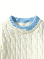 Victor | Pull Torsadé à Col Rond avec Finitions Contrastées