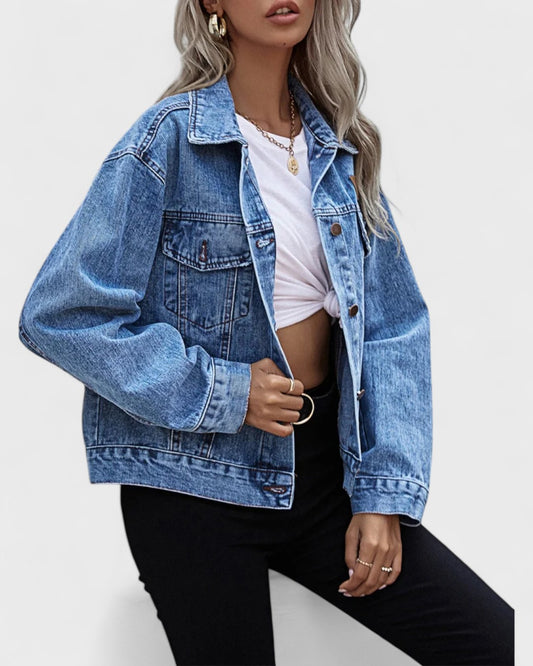 Manon | Veste en denim oversize à col revers