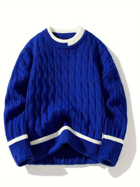 Victor | Pull Torsadé à Col Rond avec Finitions Contrastées