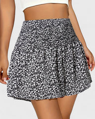 Catherine | Short à fleurs smocké taille haute