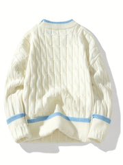 Victor | Pull Torsadé à Col Rond avec Finitions Contrastées