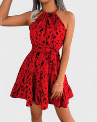 Nadine | Robe trapèze à imprimé léopard et col noué