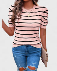 Solène | Chemise rayée à manches bouffantes