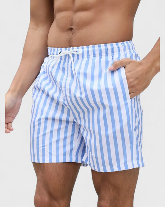 Raphaël | Short de bain rayé bleu et blanc