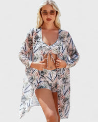 Mathilde | Bikini 3 pièces avec housse à motif tropical