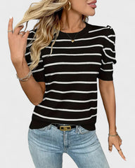 Solène | Chemise rayée à manches bouffantes