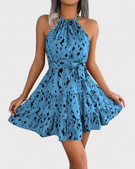 Nadine | Robe trapèze à imprimé léopard et col noué