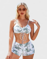 Mathilde | Bikini 3 pièces avec housse à motif tropical