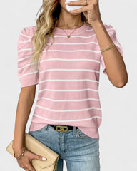 Solène | Chemise rayée à manches bouffantes