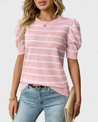 Solène | Chemise rayée à manches bouffantes