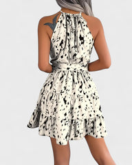 Nadine | Robe trapèze à imprimé léopard et col noué