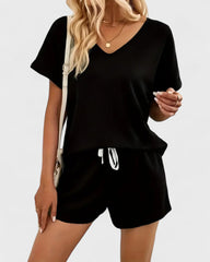 Isabelle | Ensemble femme t-shirt col en V et short