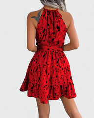 Nadine | Robe trapèze à imprimé léopard et col noué