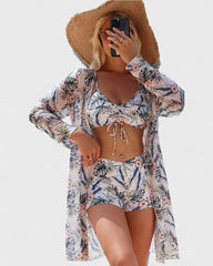 Mathilde | Bikini 3 pièces avec housse à motif tropical