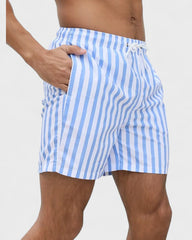 Raphaël | Short de bain rayé bleu et blanc