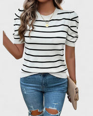 Solène | Chemise rayée à manches bouffantes