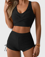 Fabienne | Bikini avec short et haut cache-cœur