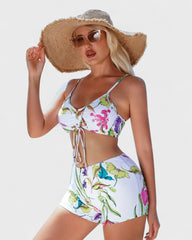 Mathilde | Bikini 3 pièces avec housse à motif tropical