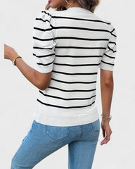 Solène | Chemise rayée à manches bouffantes