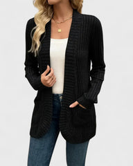 Josiane | Gilet long en maille pour femme à devant ouvert