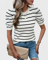 Solène | Chemise rayée à manches bouffantes