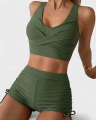 Fabienne | Bikini avec short et haut cache-cœur