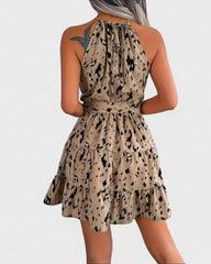 Nadine | Robe trapèze à imprimé léopard et col noué