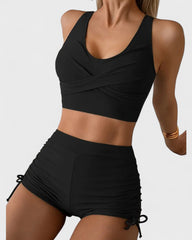 Fabienne | Bikini avec short et haut cache-cœur