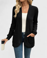 Josiane | Gilet long en maille pour femme à devant ouvert