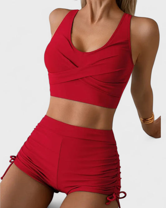 Fabienne | Bikini avec short et haut cache-cœur