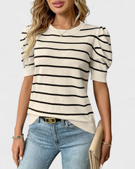 Solène | Chemise rayée à manches bouffantes