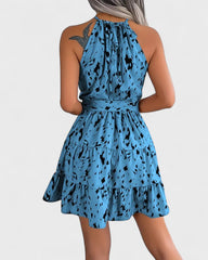 Nadine | Robe trapèze à imprimé léopard et col noué