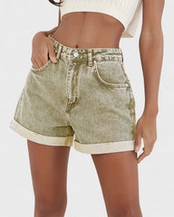 Catherine | Short en Jean Taille Haute avec Revers