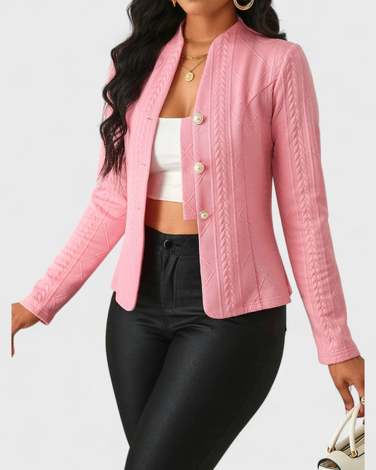 Andréa | Blazer en polyester texturé rose