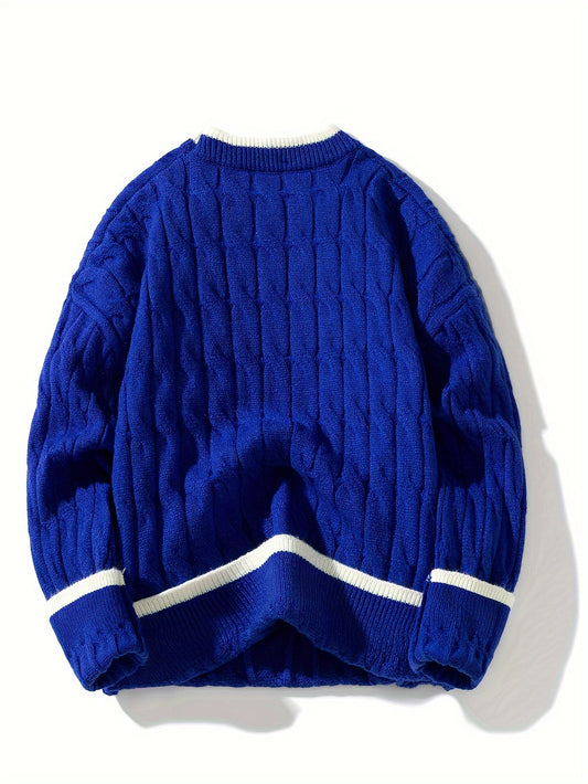 Victor | Pull Torsadé à Col Rond avec Finitions Contrastées