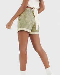 Catherine | Short en Jean Taille Haute avec Revers