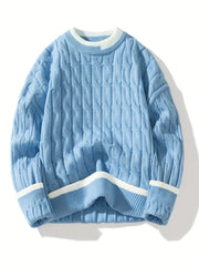 Victor | Pull Torsadé à Col Rond avec Finitions Contrastées