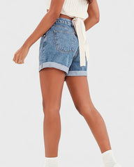 Catherine | Short en Jean Taille Haute avec Revers