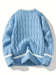 Victor | Pull Torsadé à Col Rond avec Finitions Contrastées