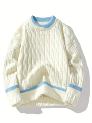 Victor | Pull Torsadé à Col Rond avec Finitions Contrastées