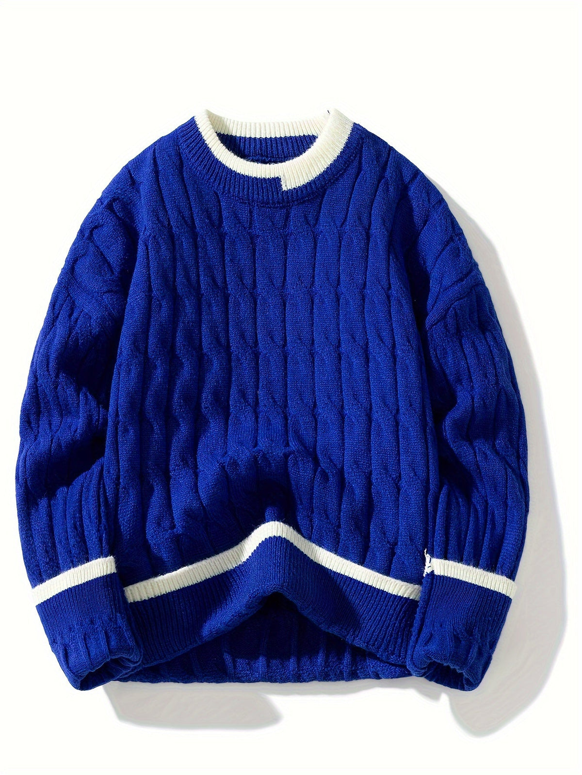 Victor | Pull Torsadé à Col Rond avec Finitions Contrastées