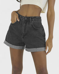 Catherine | Short en Jean Taille Haute avec Revers