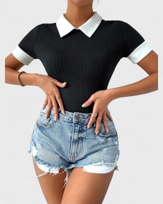 Françoise | T-shirt en maille color block