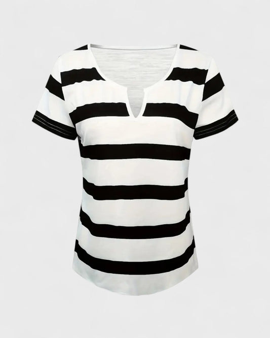 Éléonore | T-shirt rayé pour femme avec col en V