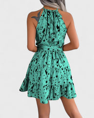 Nadine | Robe trapèze à imprimé léopard et col noué