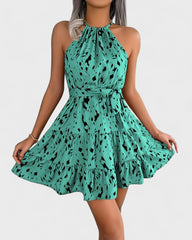 Nadine | Robe trapèze à imprimé léopard et col noué