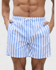 Raphaël | Short de bain rayé bleu et blanc