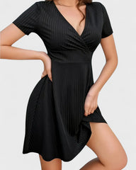 Aude | Robe plissée col croisé